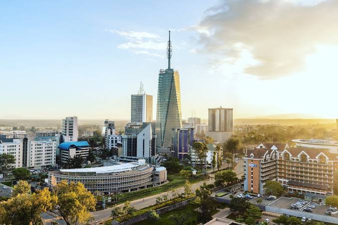 Nairobi city skyline at dusk