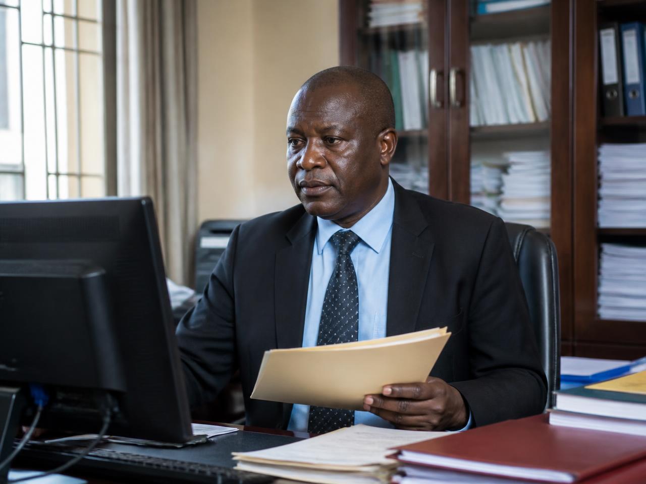 Institution registrar reviewing academic records